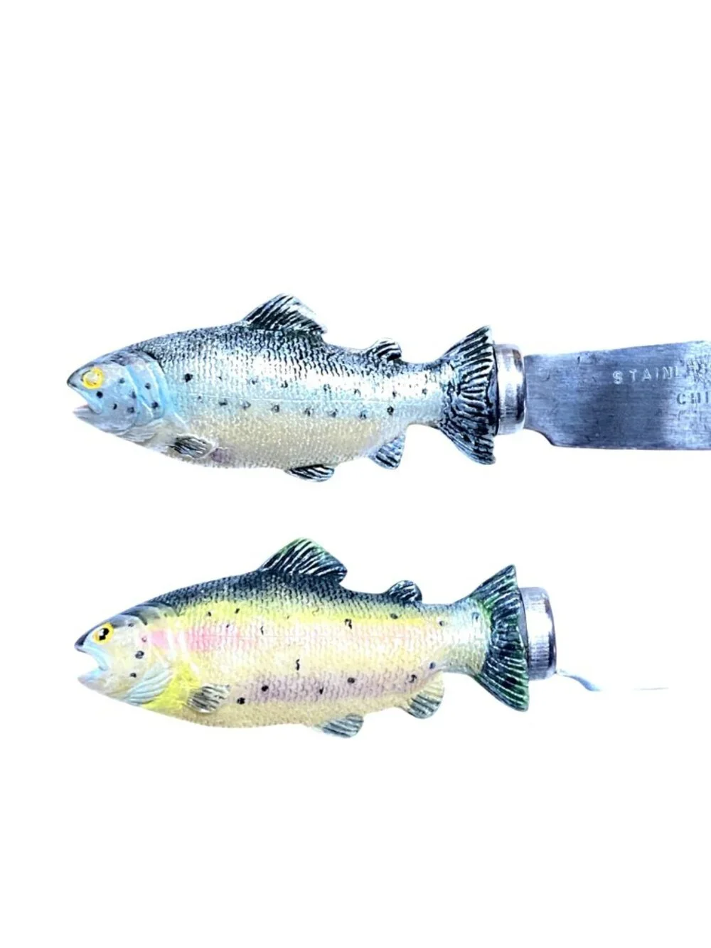 Fish Handle Stainless Steel Spreader Set Of 4 For Cheese Or Butter Hand-Painted